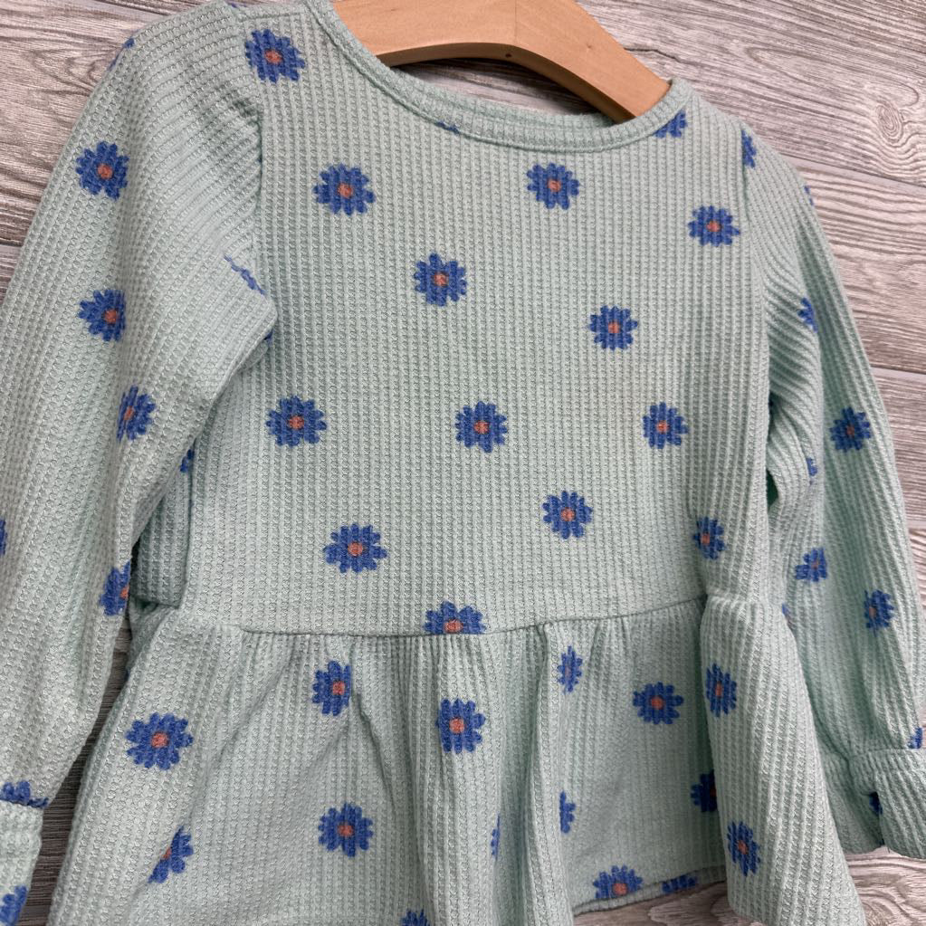 Waffle Knit LS Shirt Flowers 3t