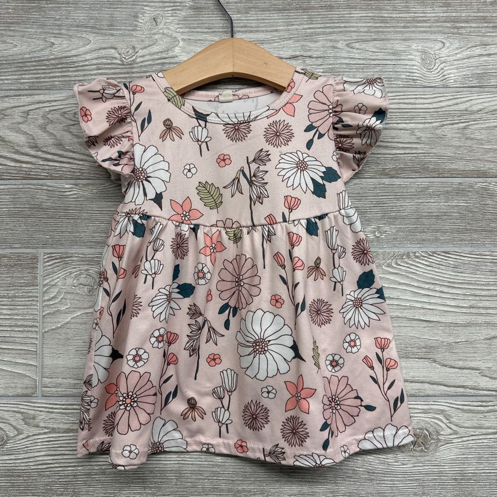 Flutter Sleeve Dress Flowers 2t