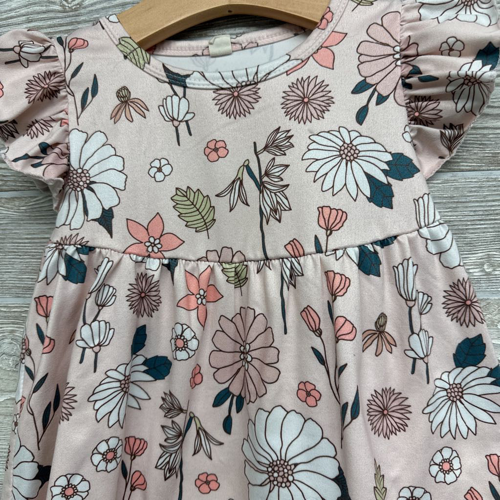 Flutter Sleeve Dress Flowers 2t