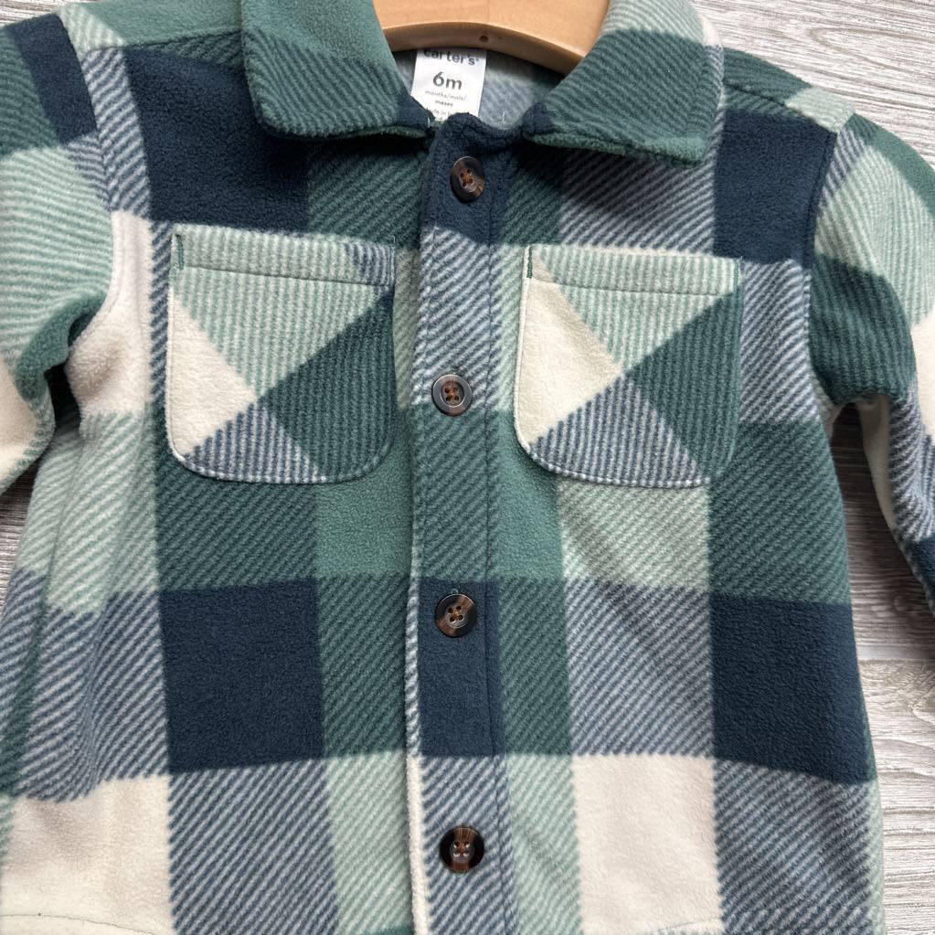 Fleece Plaid Button Up Shirt 6M