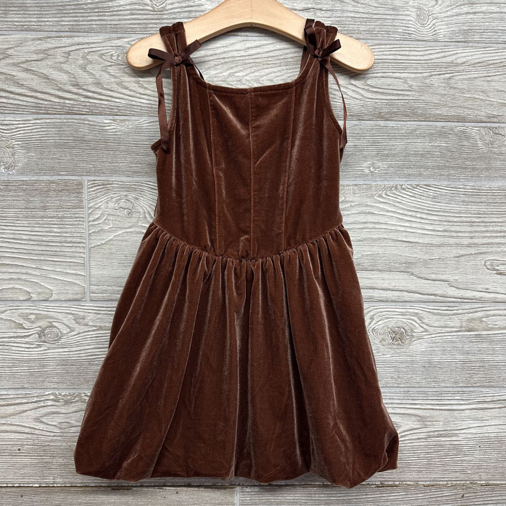 Crushed Velvet Dress Bows On Strap 4-5