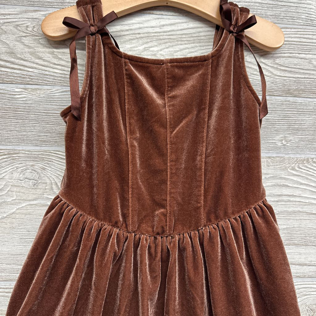 Crushed Velvet Dress Bows On Strap 4-5