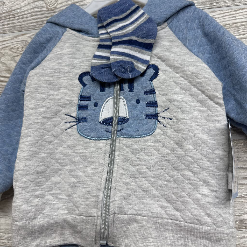NEW Quilted Jacket, Sweatpants & Socks Tiger 3-6M