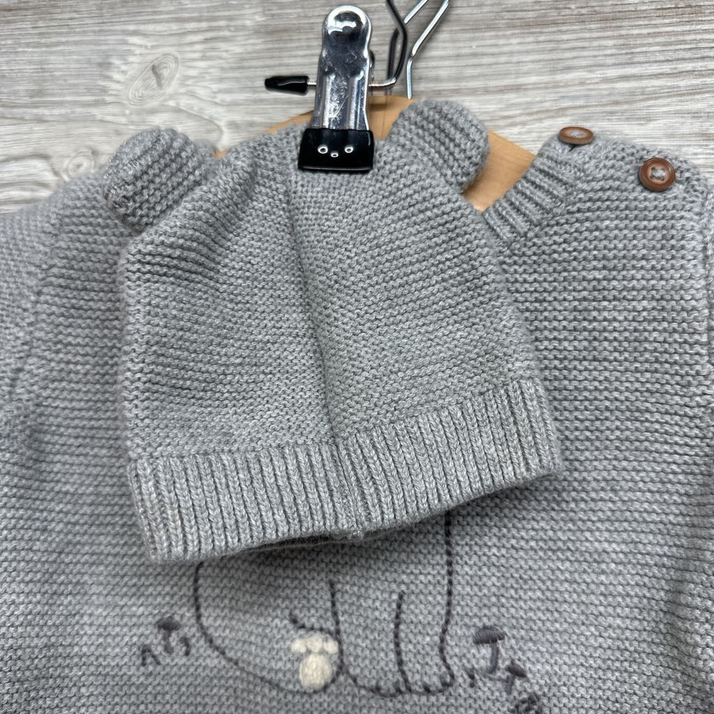 2 Pc Sweater Outfit Bear & Striped Pants 3M