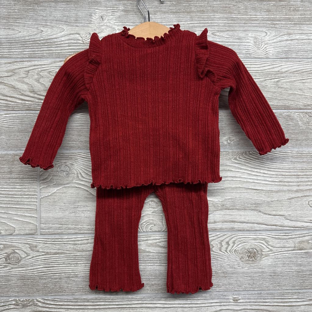 Ribbed Lettuce Trim Shirt & Pants 6-12M