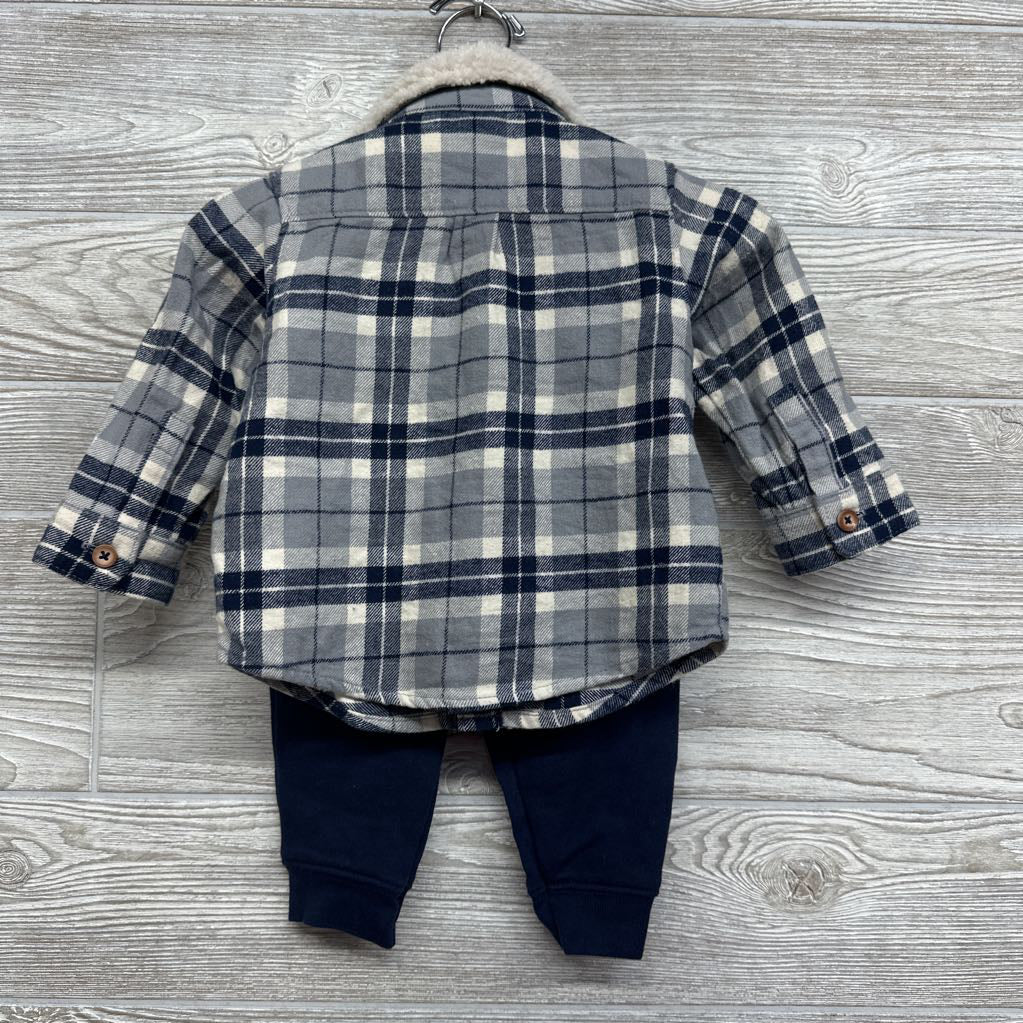 Plaid Button Up Shirt & Sweatpants 9M