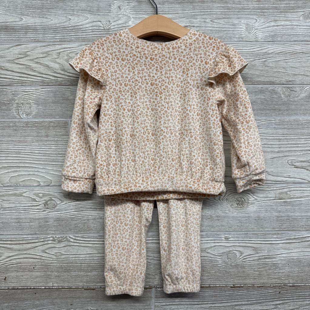 Plush Ruffle Shirt Animal Print & Pants 3t
