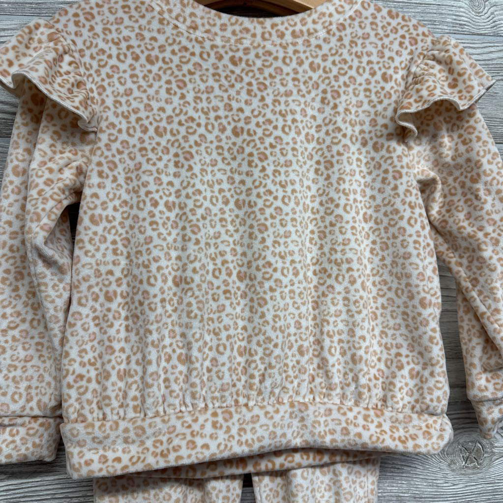 Plush Ruffle Shirt Animal Print & Pants 3t