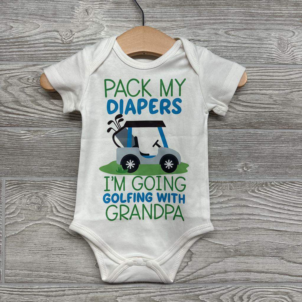 Bodysuit Pack My Diapers I'm Going Golfing With Grandpa 0-3M