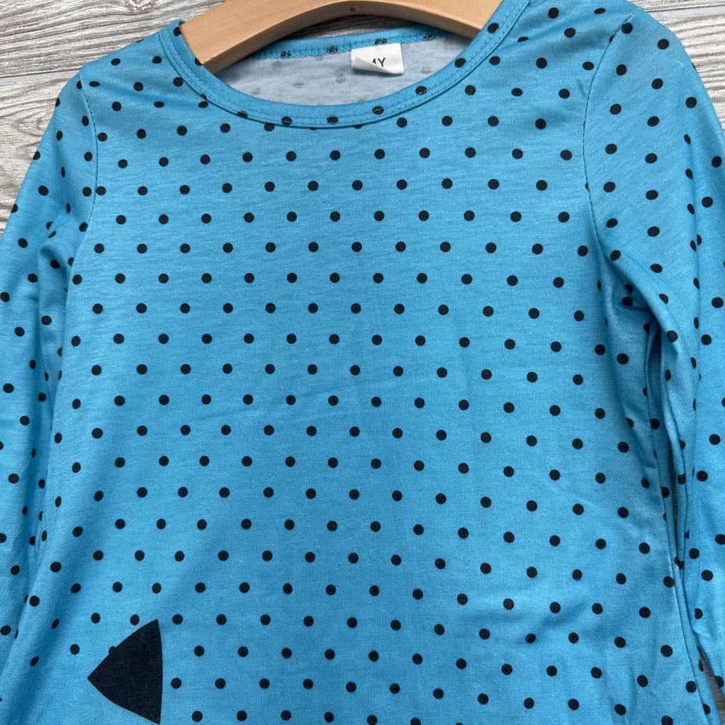 LS Dress Polka Dots & Cat 4t