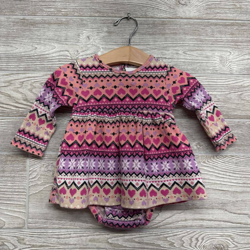 Thermal Bodysuit Dress Nordic Print 3-6M