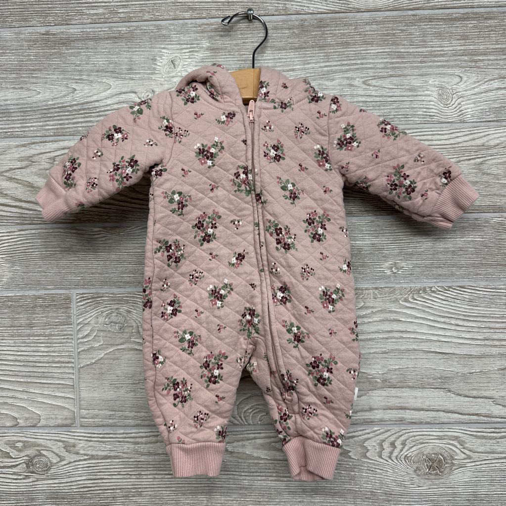 Quilted Jumpsuit W/ Hood Flowers NB