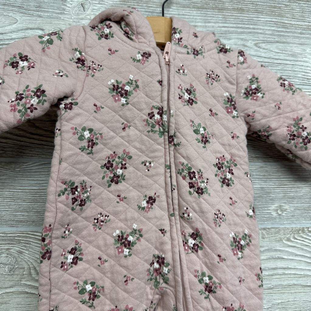 Quilted Jumpsuit W/ Hood Flowers NB