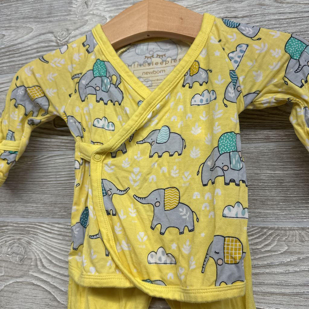 Bamboo Side Snap Shirt & Pants Elephants NB