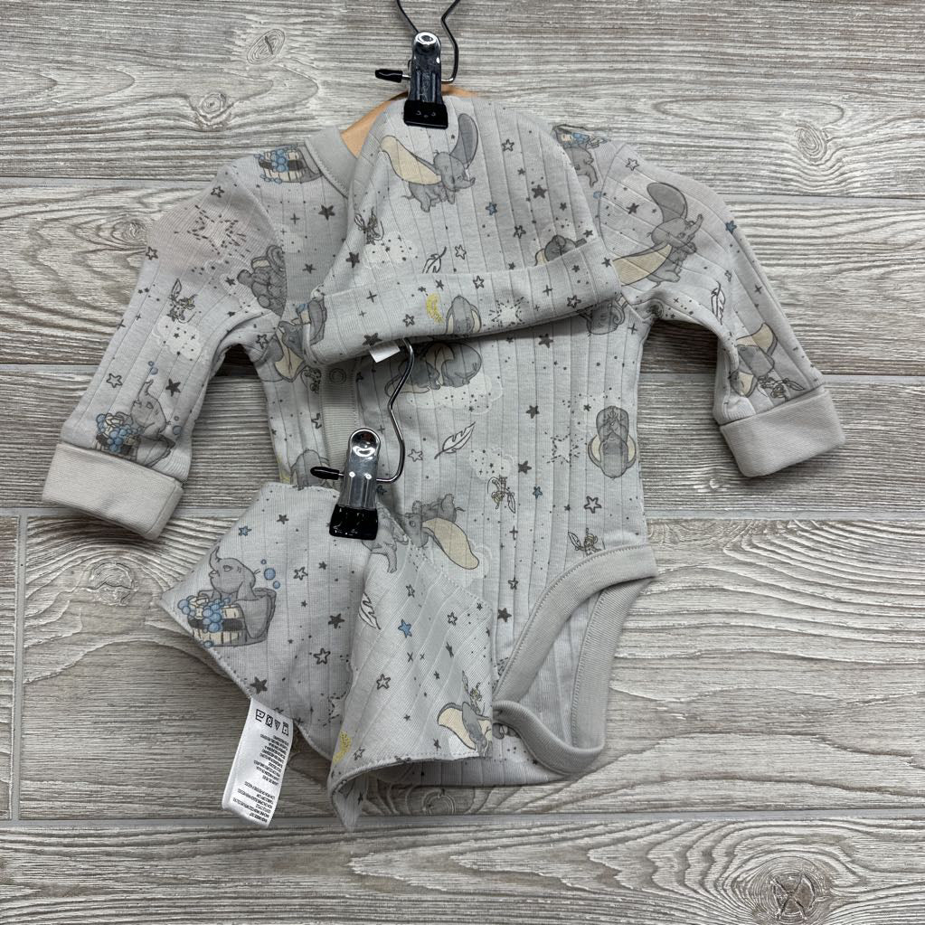 Side Snap Shirt, Hat & Bib Dumbo 0-3M