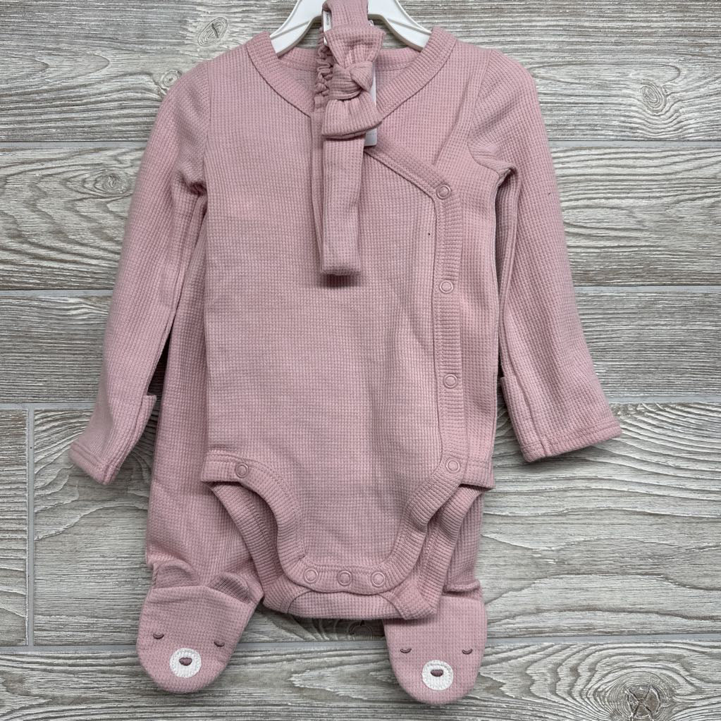 NEW Waffle Knit Bodysuit, Pants & Headwrap 3M