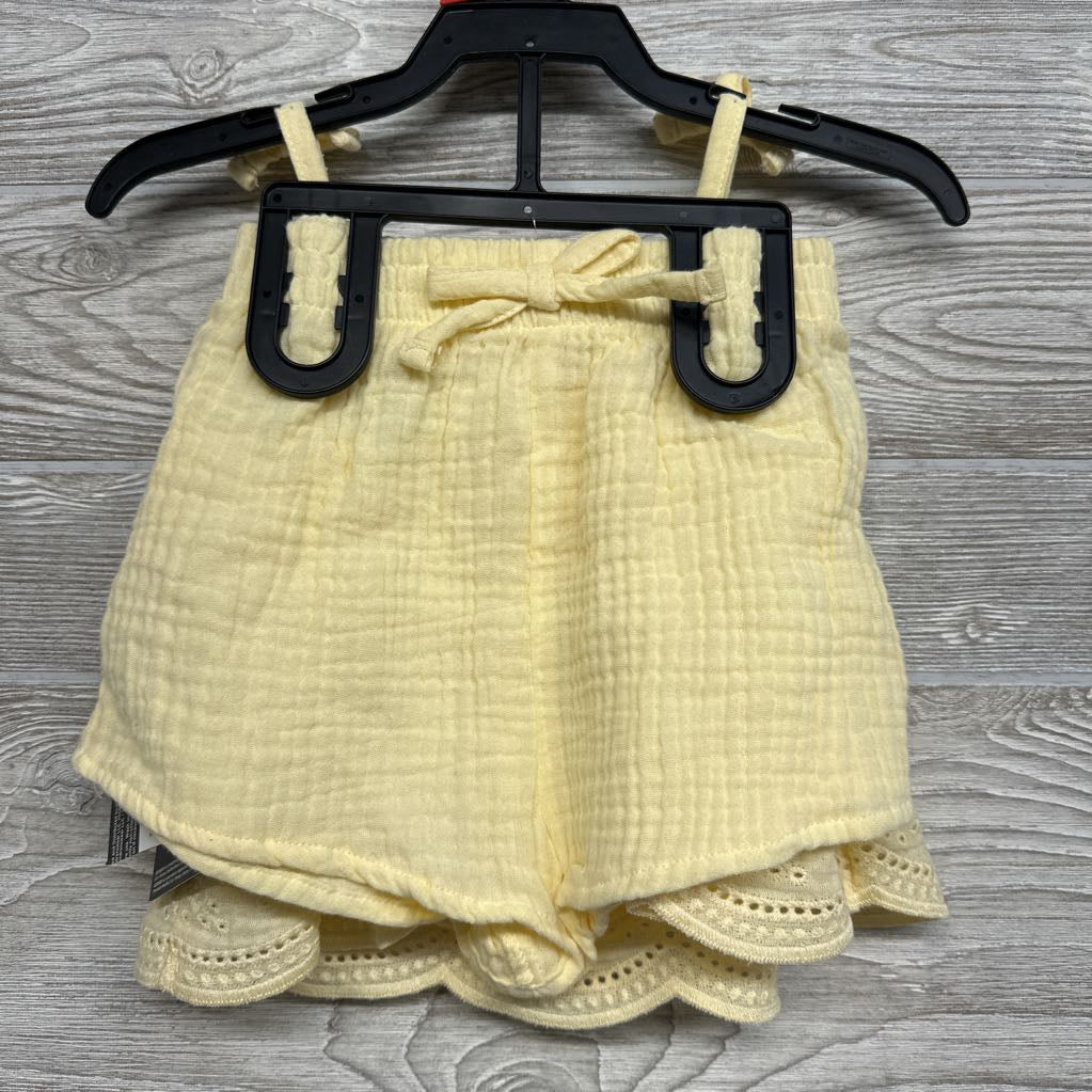 NEW Gauze Tank W/ Eyelet Flowers & Shorts 2t