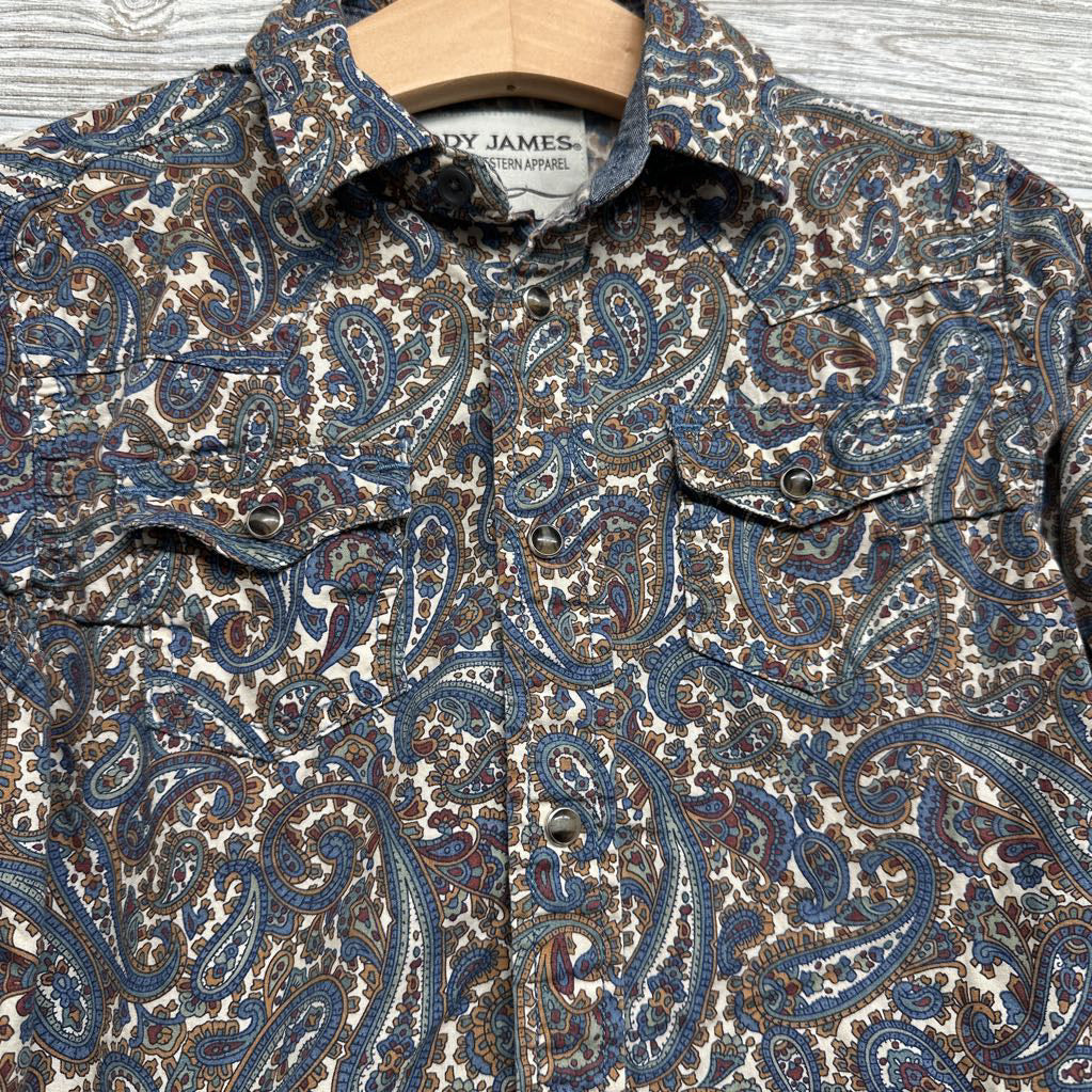 Paisley Button Up Western Pearl Snap Shirt 3t