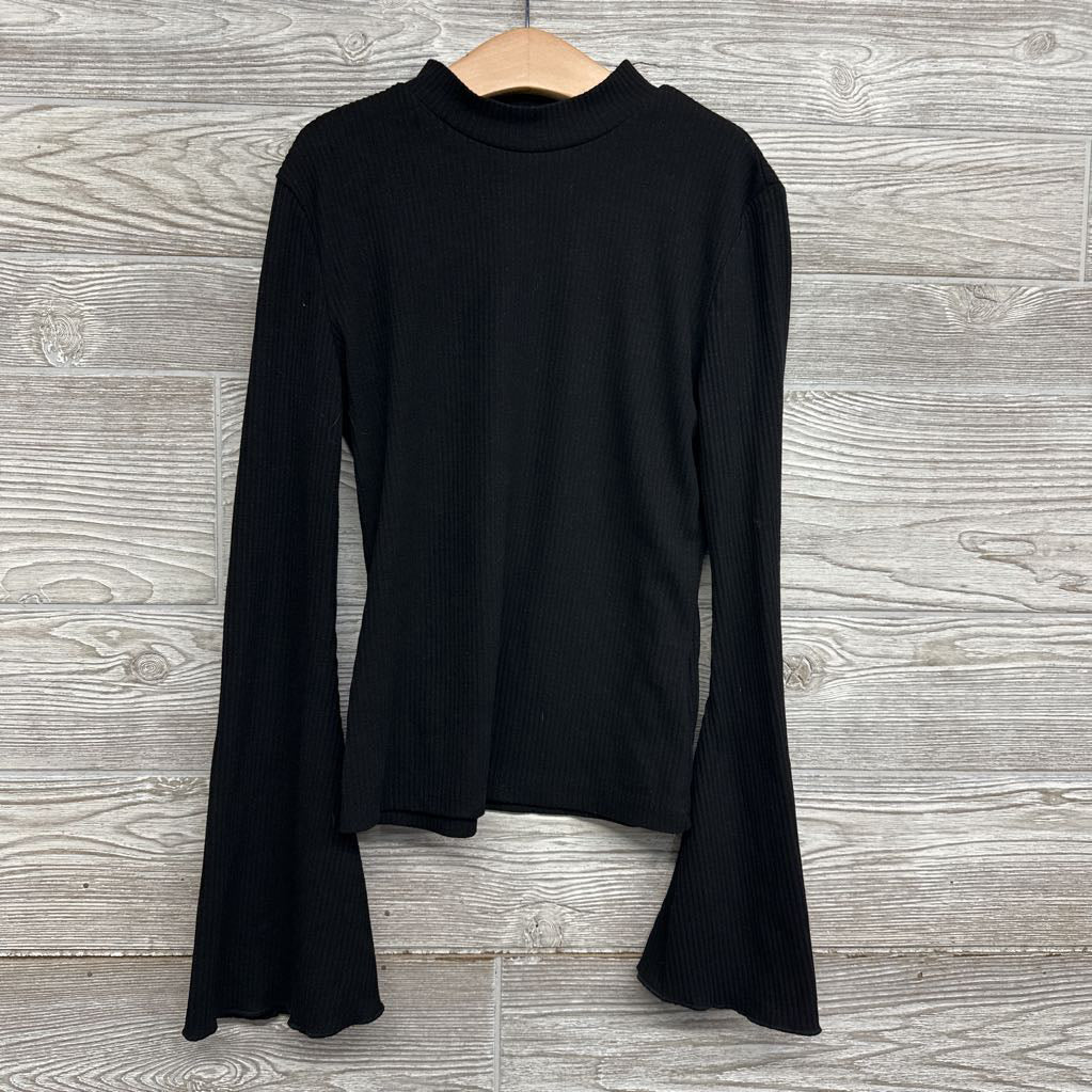 Ribbed Mock Neck Shirt W/ Bell Sleeves 11-12