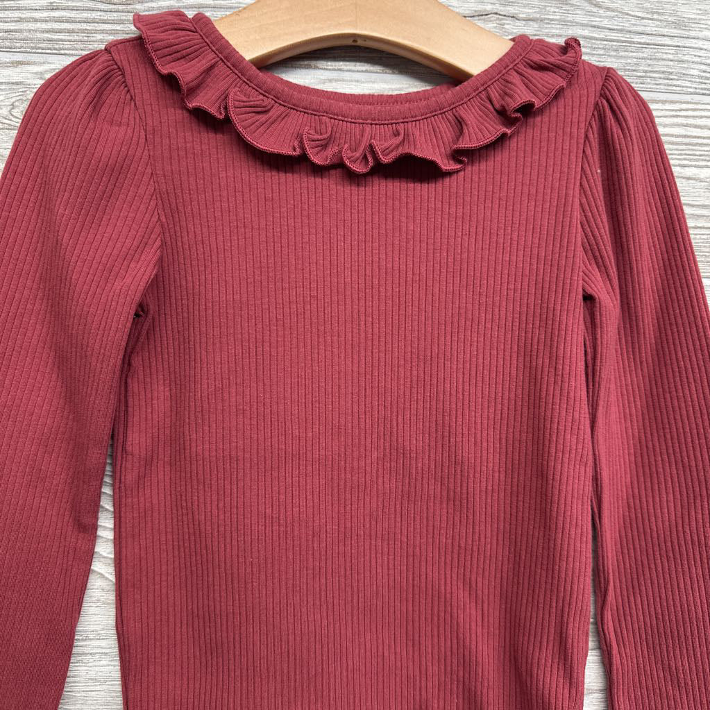 Ribbed LS Shirt Ruffles 4t