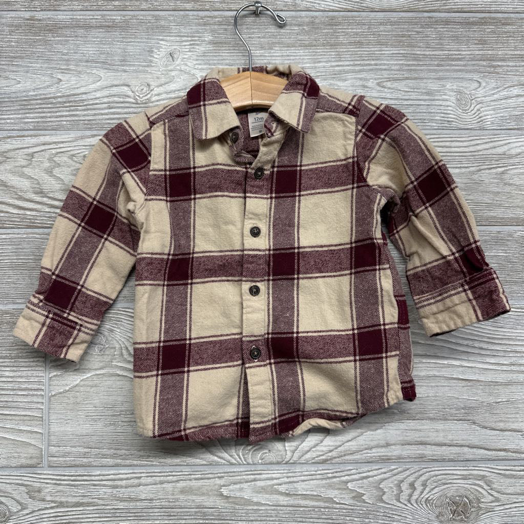 Flannel Plaid Button Up Shirt 12M