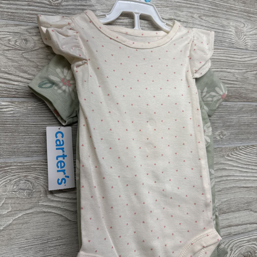 NEW 2 Pc Ruffle Sleeve Bodysuits Dots & Flowers W/ Pants 6M
