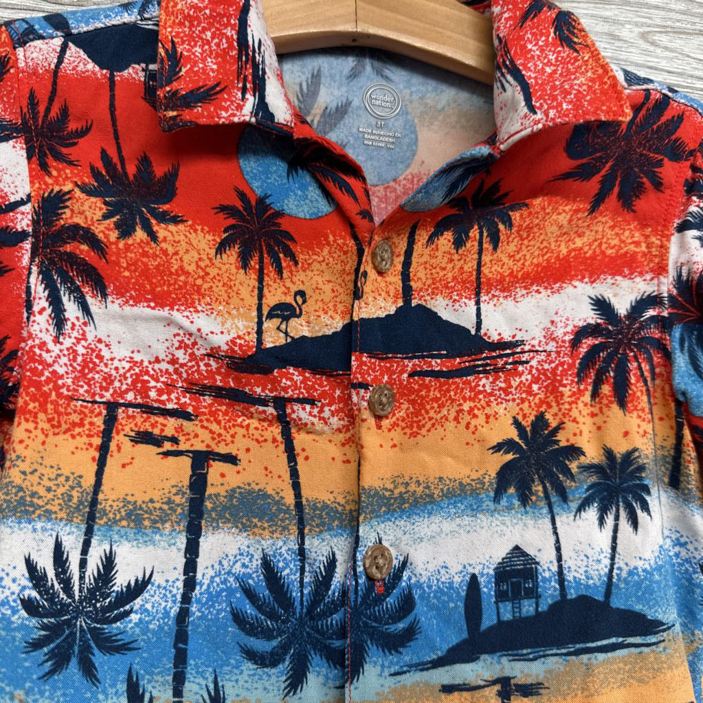 Button Up SS Shirt Palm Trees 3t