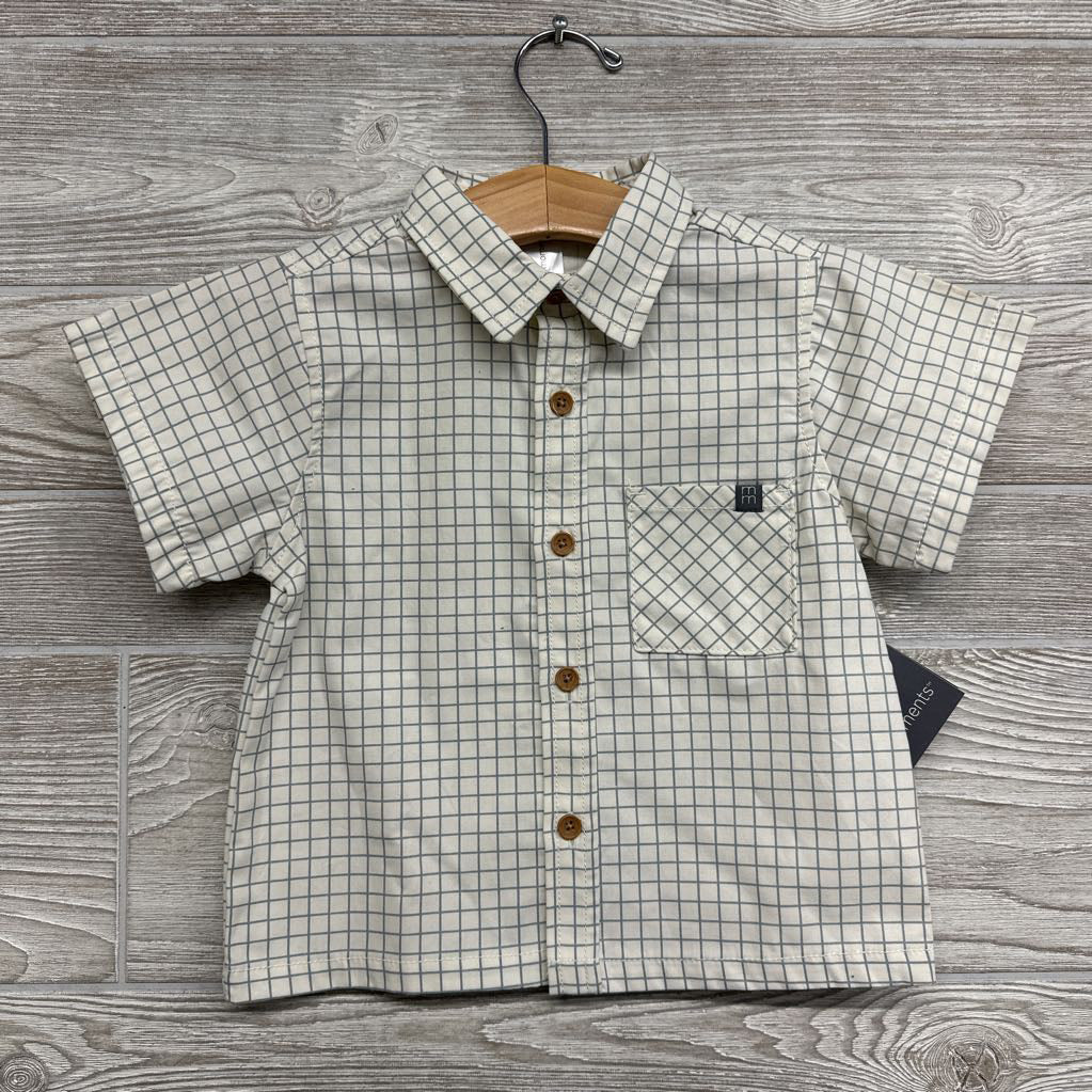 NEW Button Up SS Shirt Grid 2t