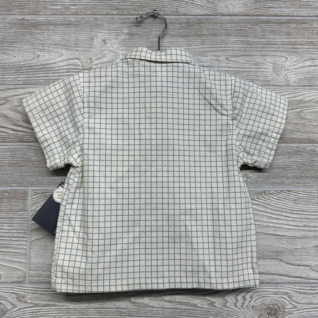 NEW Button Up SS Shirt Grid 2t