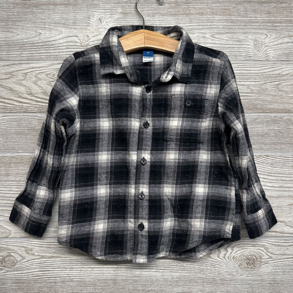 Button Up Plaid Shirt Speckled 4t