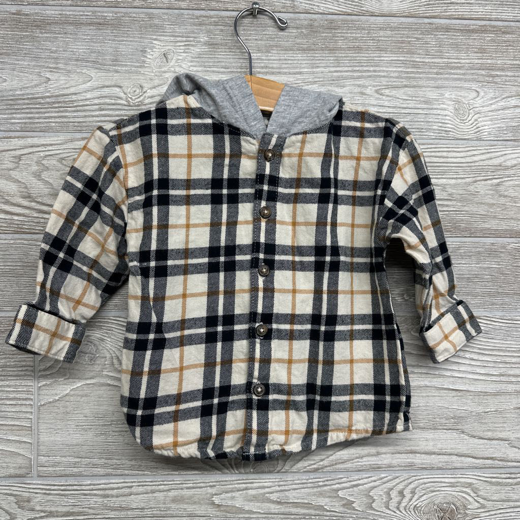 Button Up Plaid Shirt W/ Hood 18M