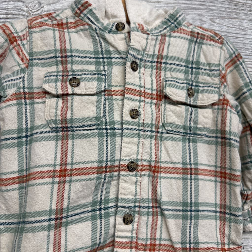Plaid Button Up Shirt W/ Hood 18M