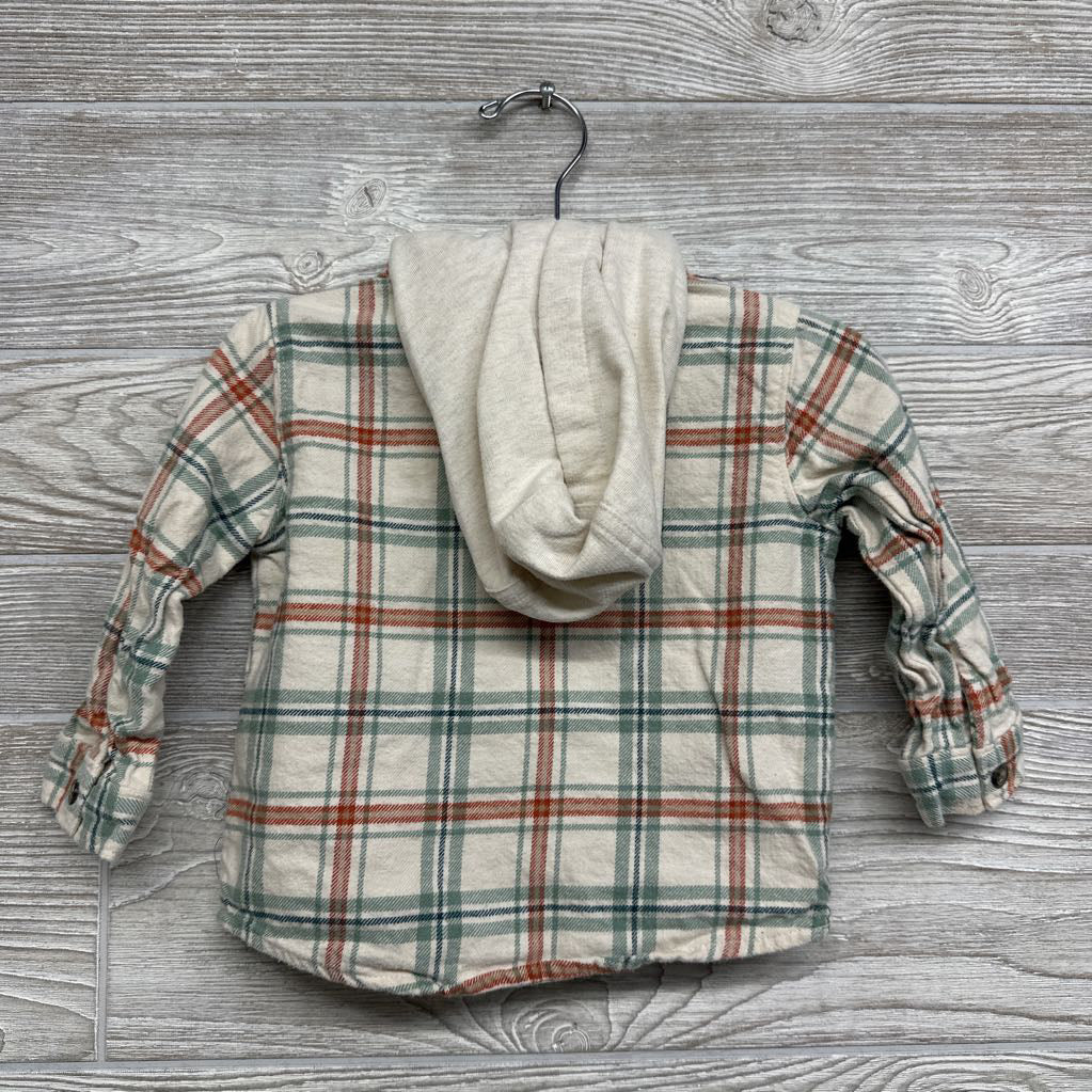 Plaid Button Up Shirt W/ Hood 18M