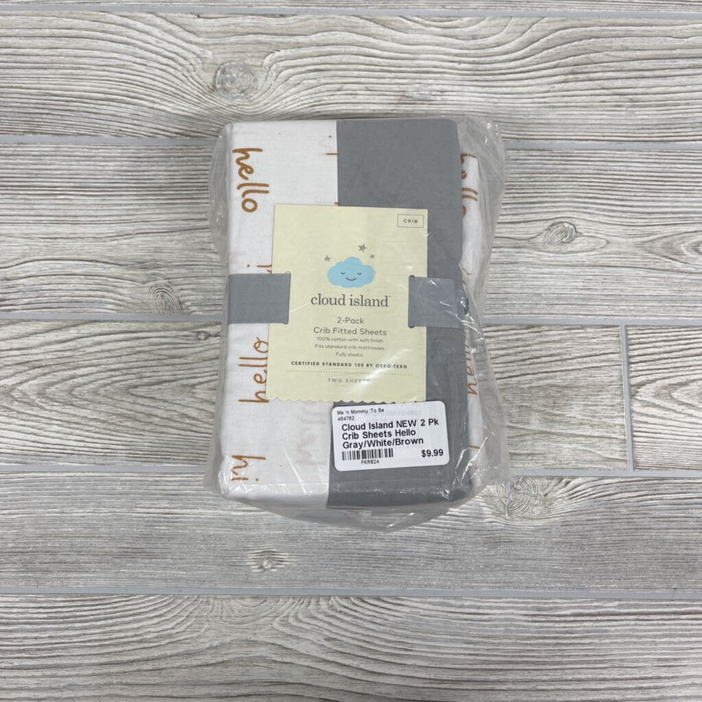 NEW 2 Pk Crib Sheets Hello