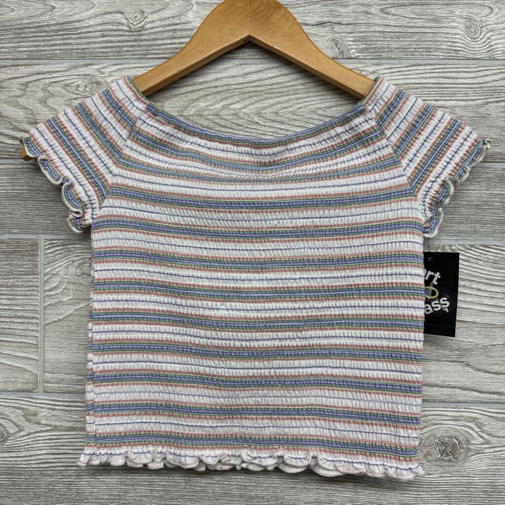 NEW Smocked Lettuce Trim Shirt Stripes