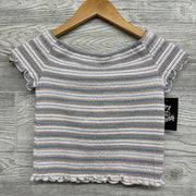 NEW Smocked Lettuce Trim Shirt Stripes
