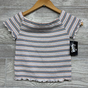 NEW Smocked Lettuce Trim Shirt Stripes