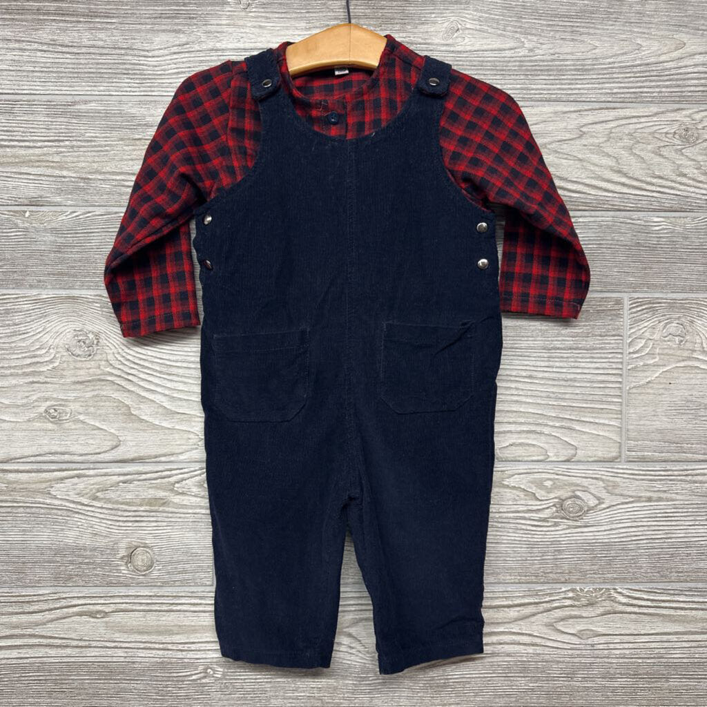 Boys 2 Pc Outfit Cord Plaid