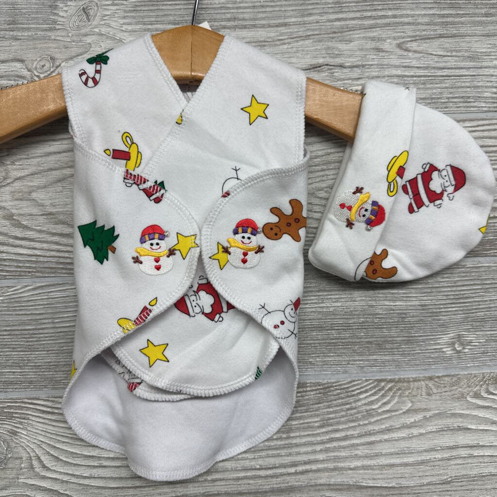 NEW Swaddle Wrap W/ Hat Snowmen Gingerbread