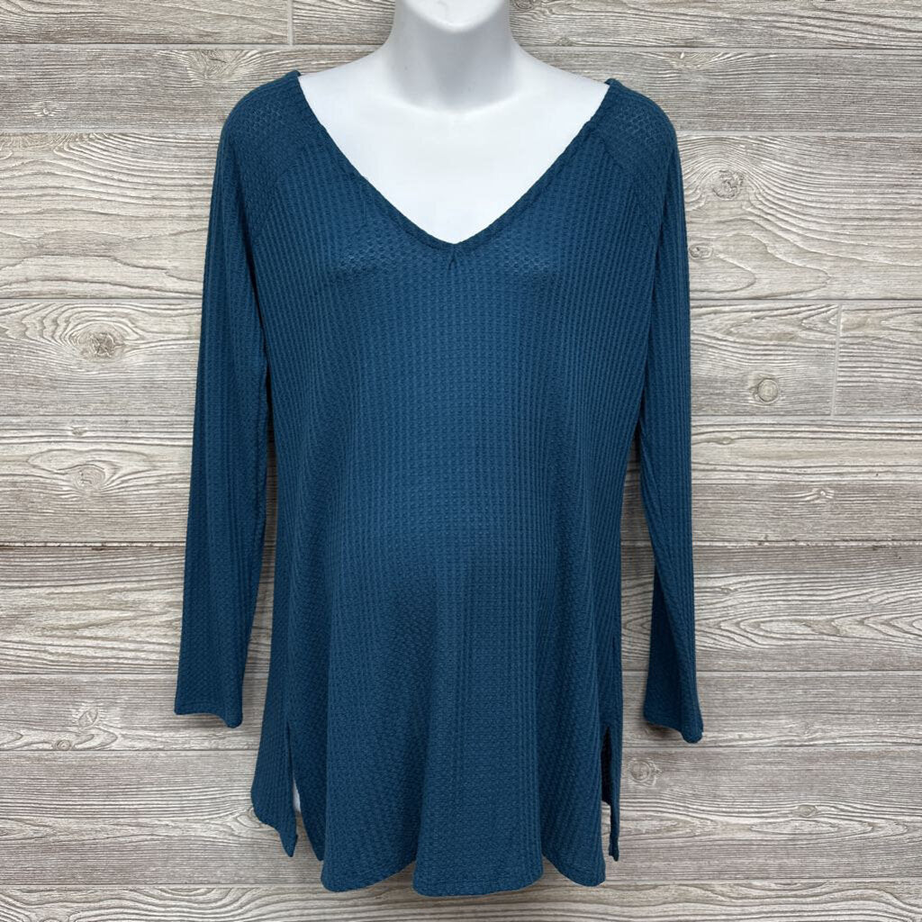 LS Waffle Knit Shirt Cross Back