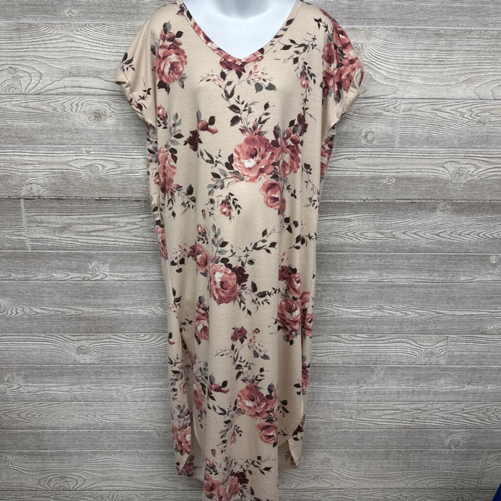 Midi Dress Slit Flowers