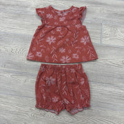 2 Pc Outfit Flowers Leaves