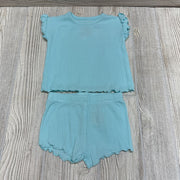 2 Pc Ribbed Outfit Ruffle Sleeves