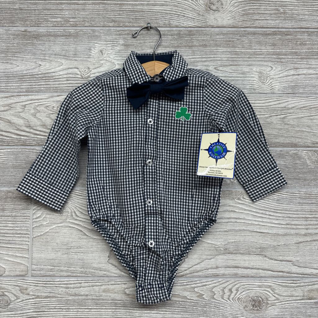 NEW LS Button Up W/ Bow Tie Notre Dame Gingham