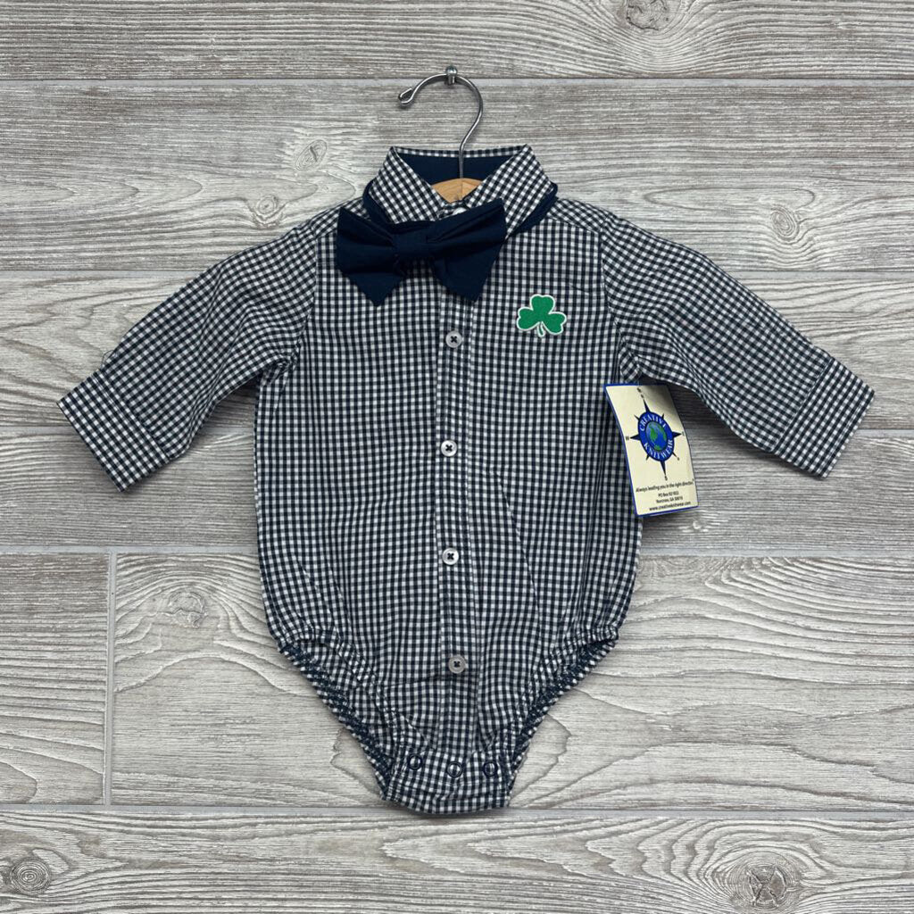 NEW LS Button Up W/ Bow Tie Notre Dame Gingham