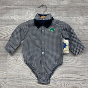 NEW LS Button Up W/ Bow Tie Notre Dame Gingham