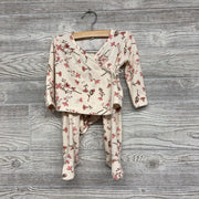 2 Pc Outfit Kimono Shirt, Footed Pants Flowers