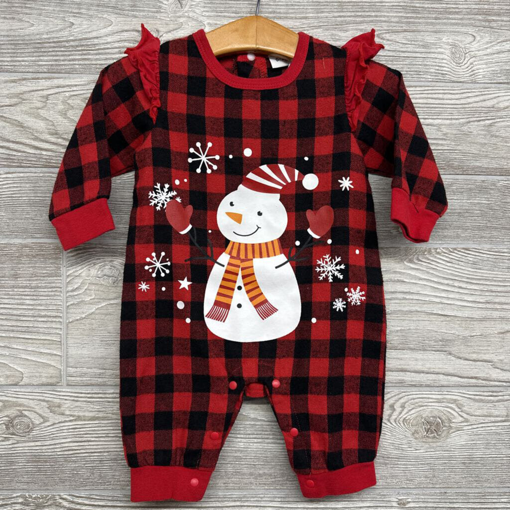 1 Pc LS Outfit Snowman Buffalo Plaid