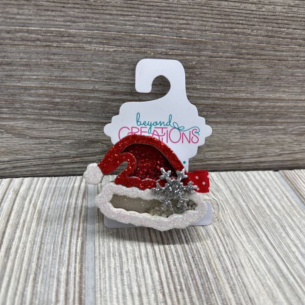 Alligator Clip Hair Bow Santa Hat
