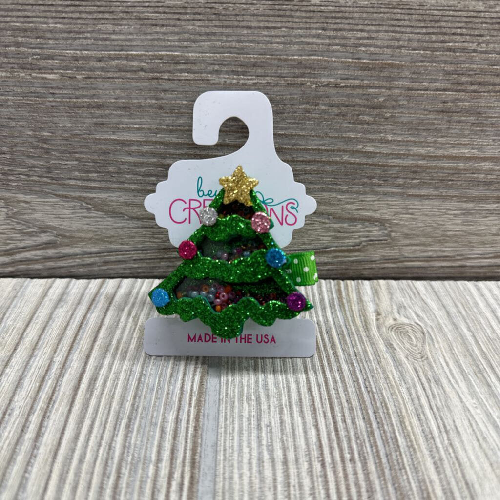 Alligator Clip Hair Bow Christmas Tree